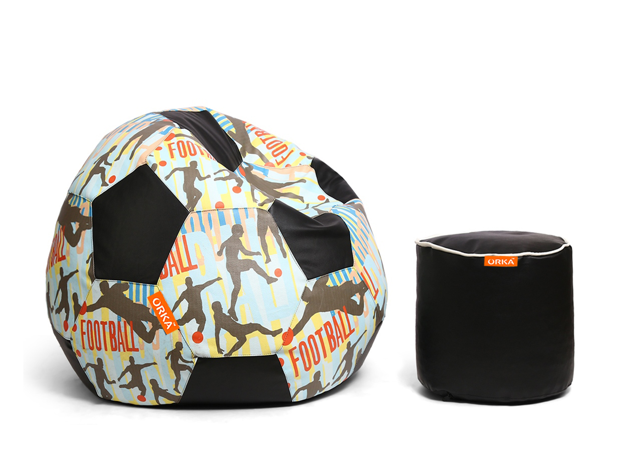 Orka Digital Printed XXXL Foorball With Mathching Footstool Filled Bean Bag With Beans (FB45 Multicolor) view 2